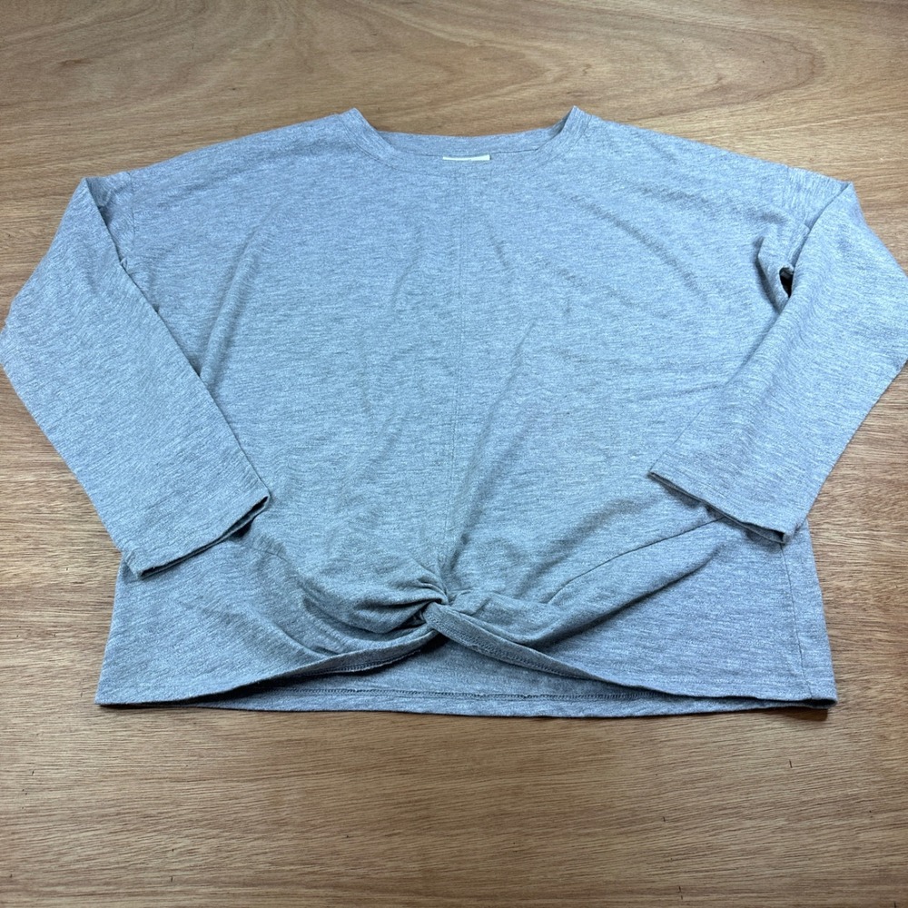J Jill Small Gray Twist Front Top 3/4 Sleeve Soft Knit Casual Women's
